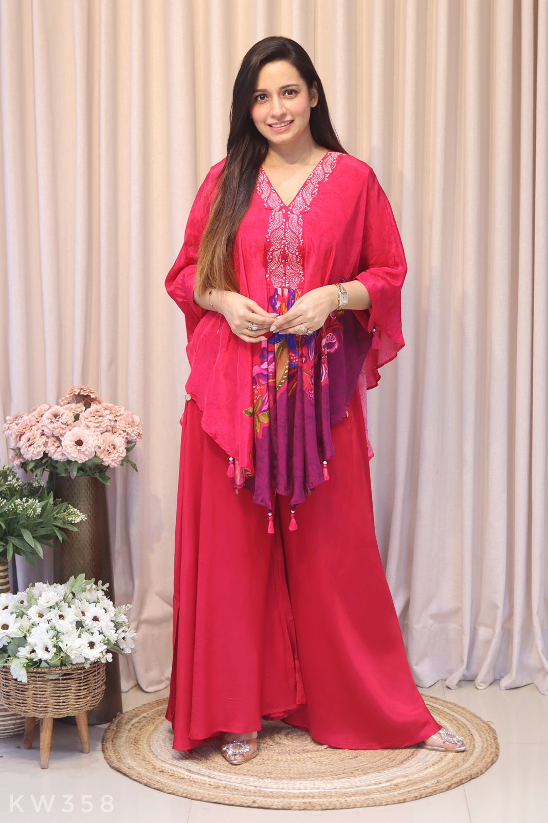 Printed Thread Embroidery Work Coordset