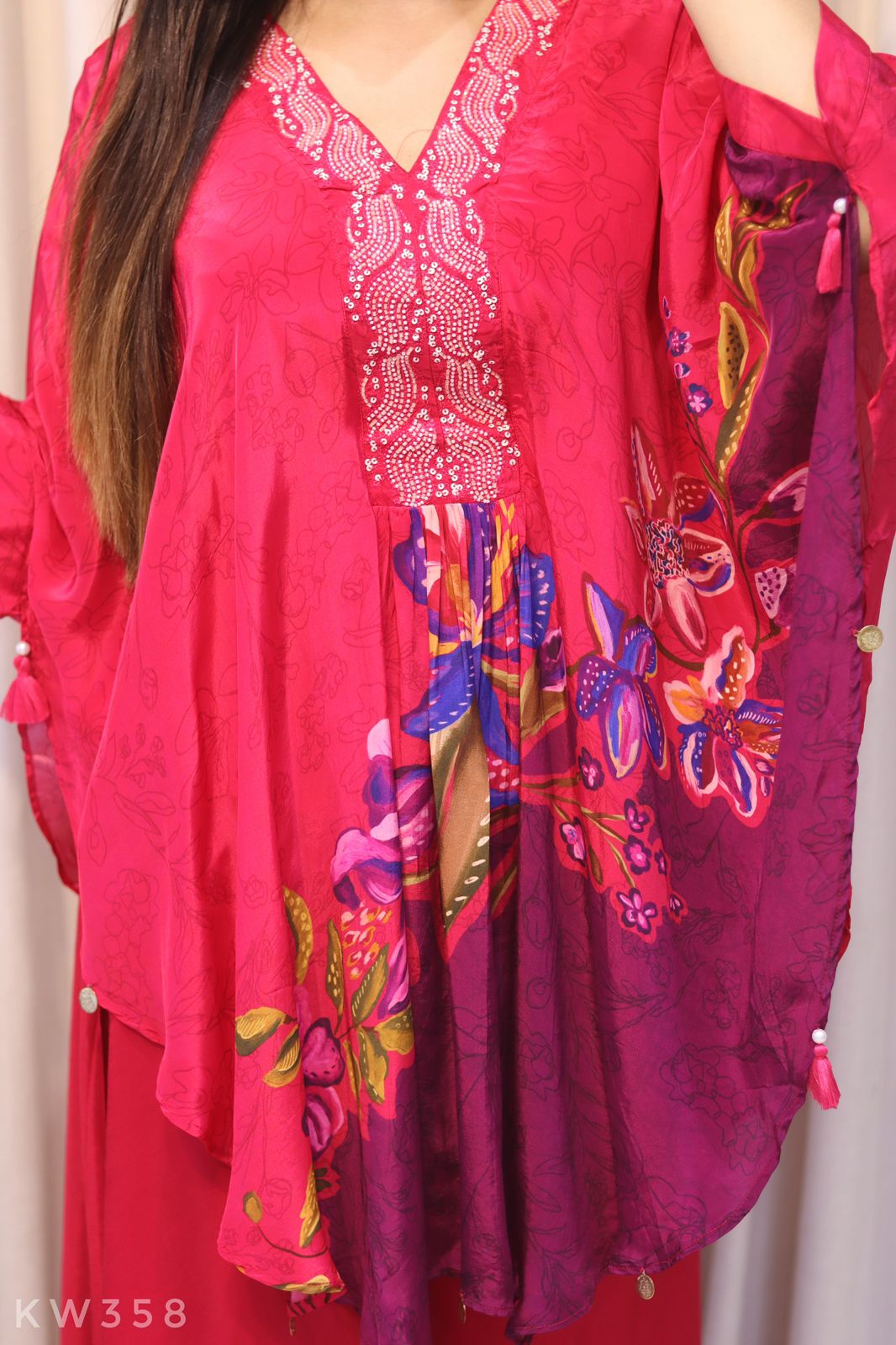 Printed Thread Embroidery Work Coordset