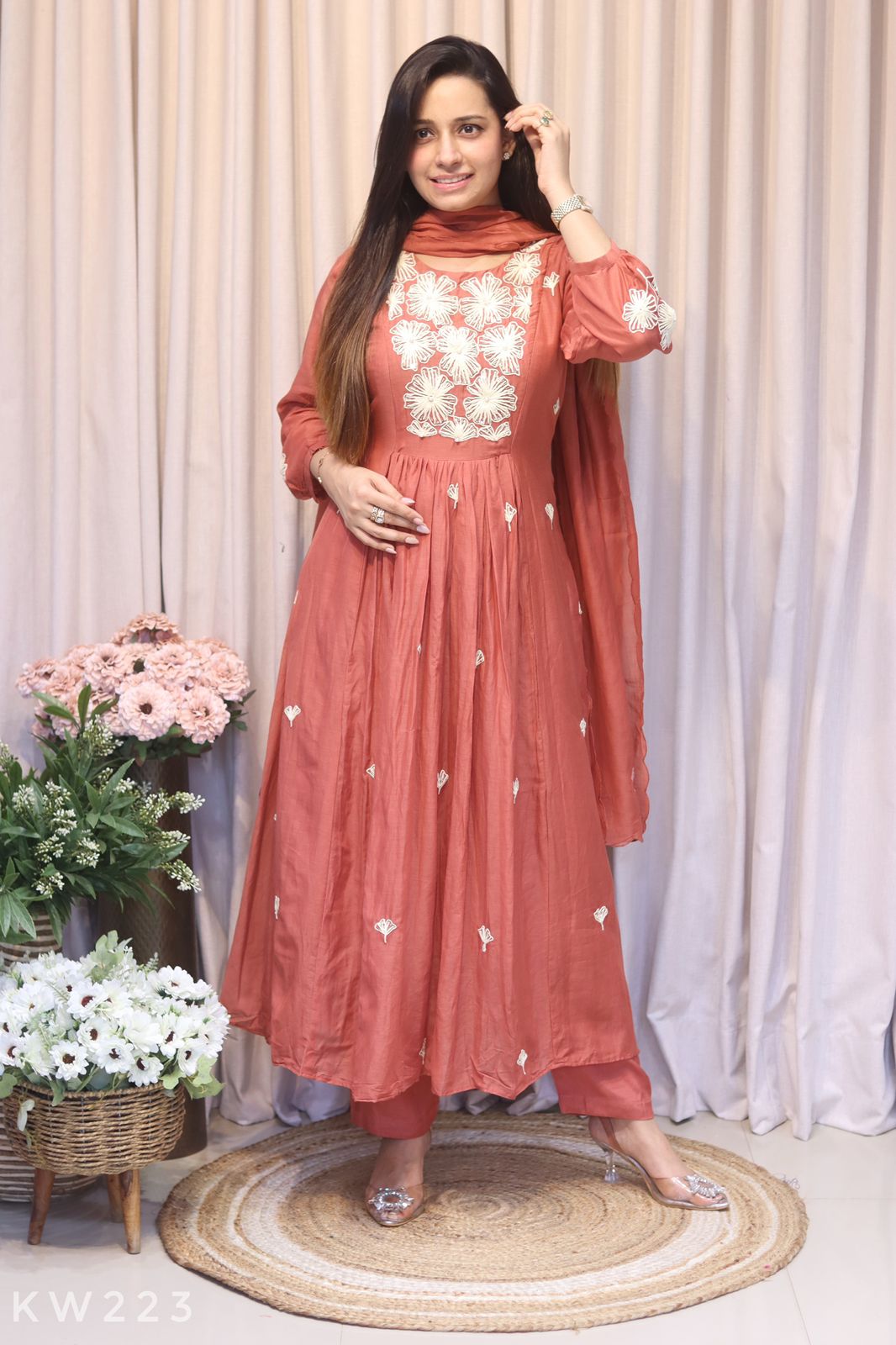 Mul Chanderi Kurti Set