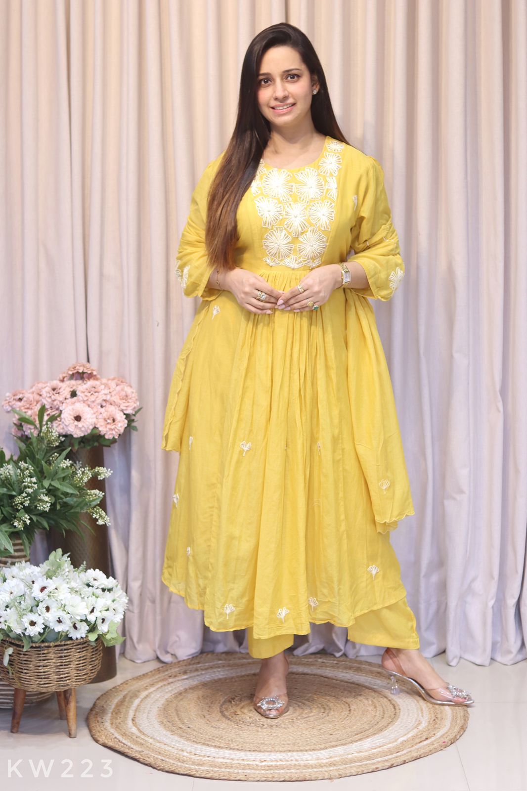 Mul Chanderi Kurti Set