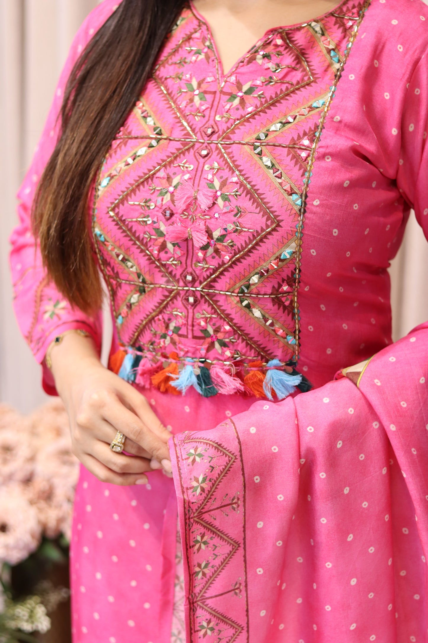 Bandhani Russian Kurti