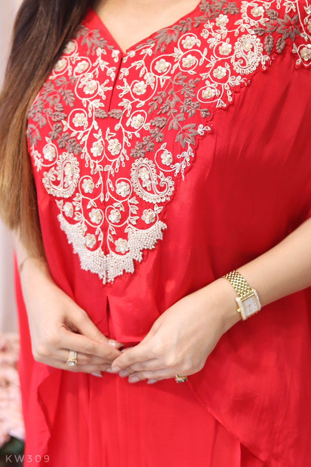 Kaftan Pattern Top With Drape Skirt