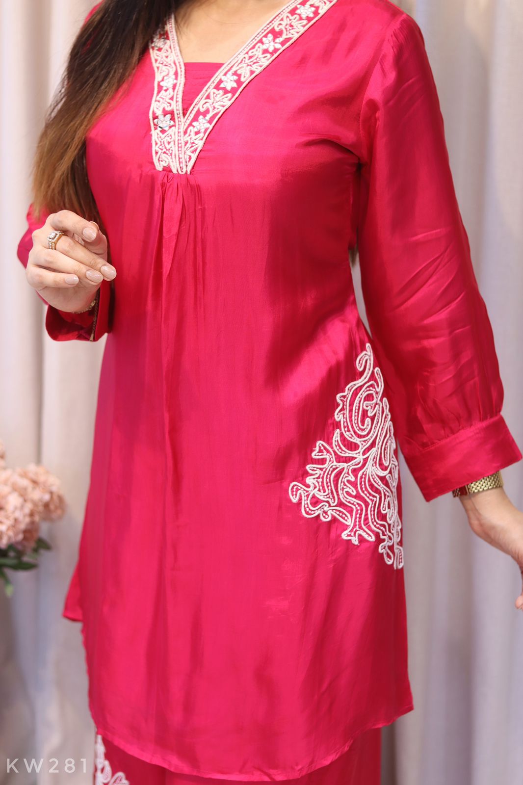 Crape Silk Top With Plazo Pattern