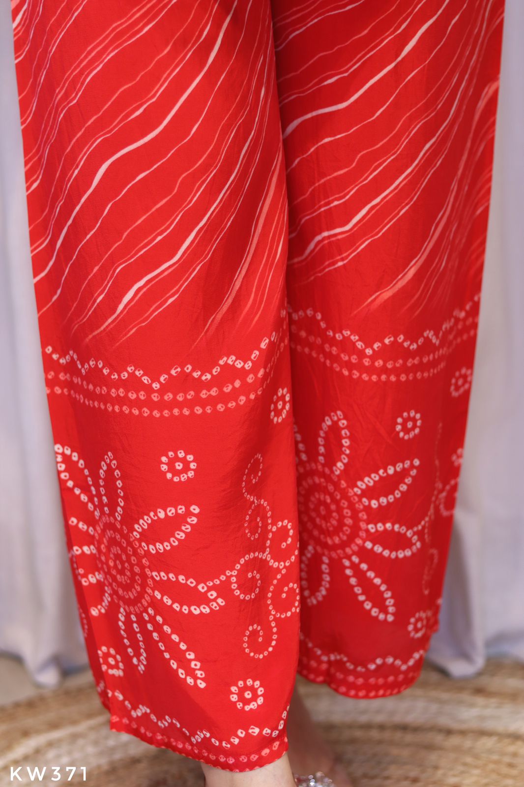 Pure Crape Silk Bandhani Coordset