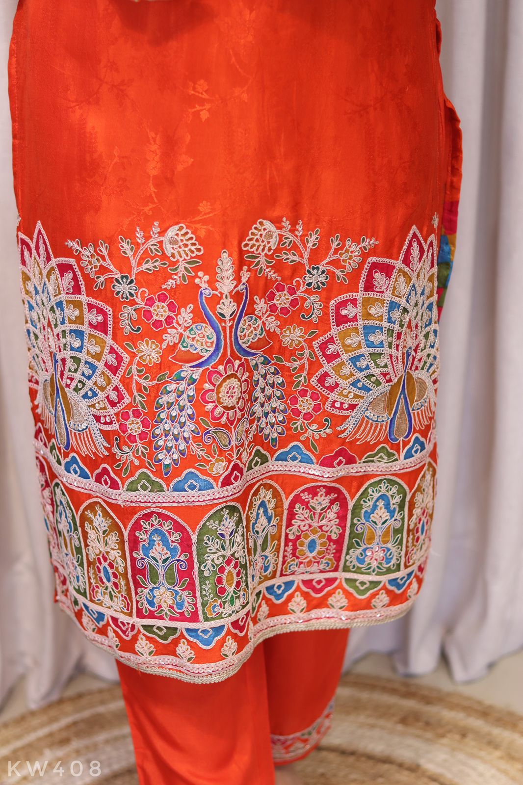 Pure Silk Heavy Embroidery Work Kurti Set