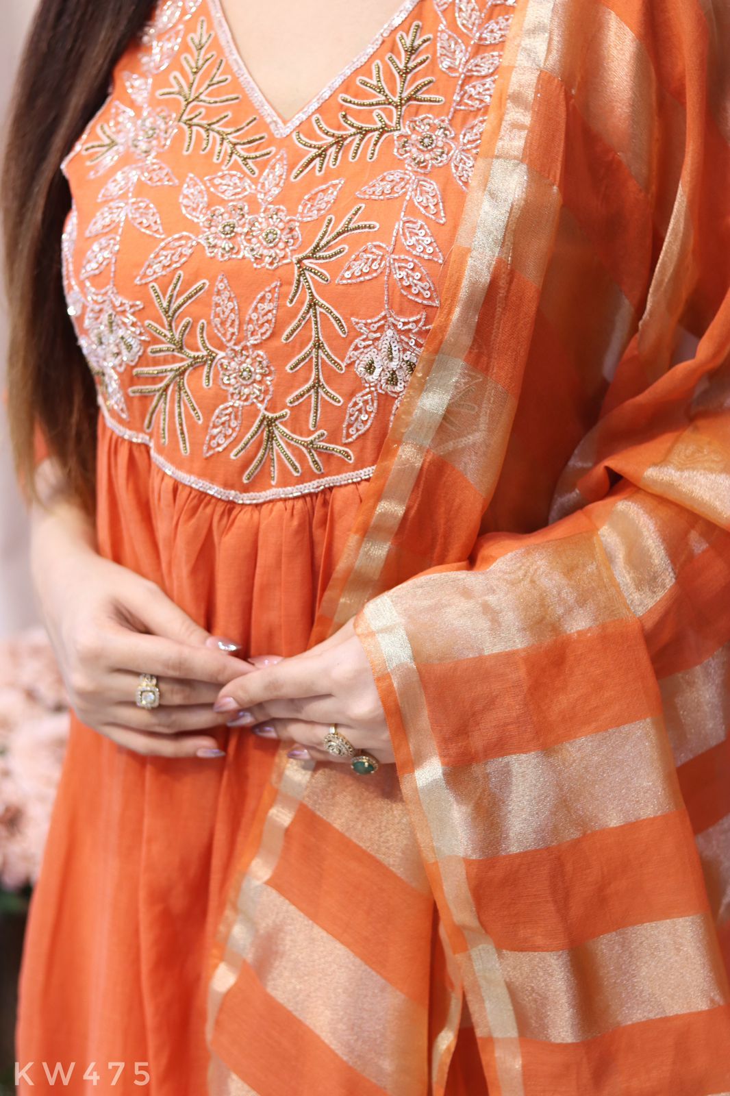 Pure Mul Chanderi ALine Kurti Set