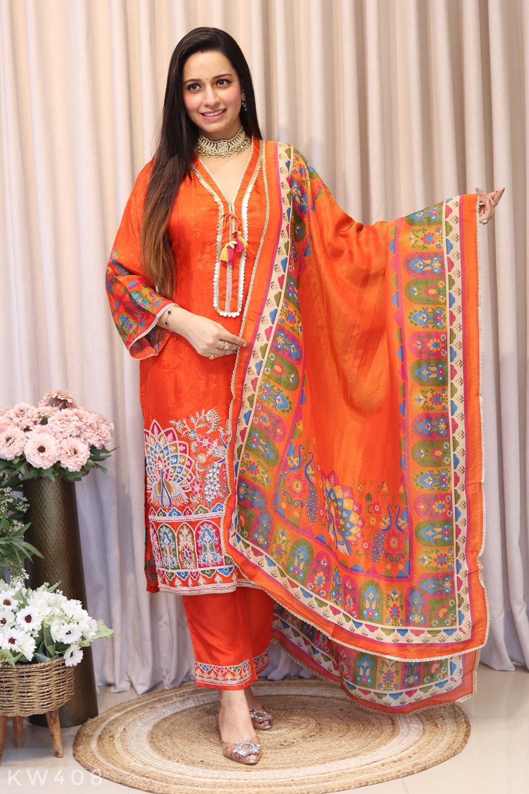 Pure Silk Heavy Embroidery Work Kurti Set