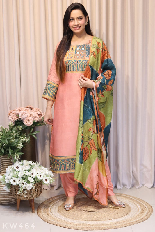 Pure Russian Silk Printed Kurti Set