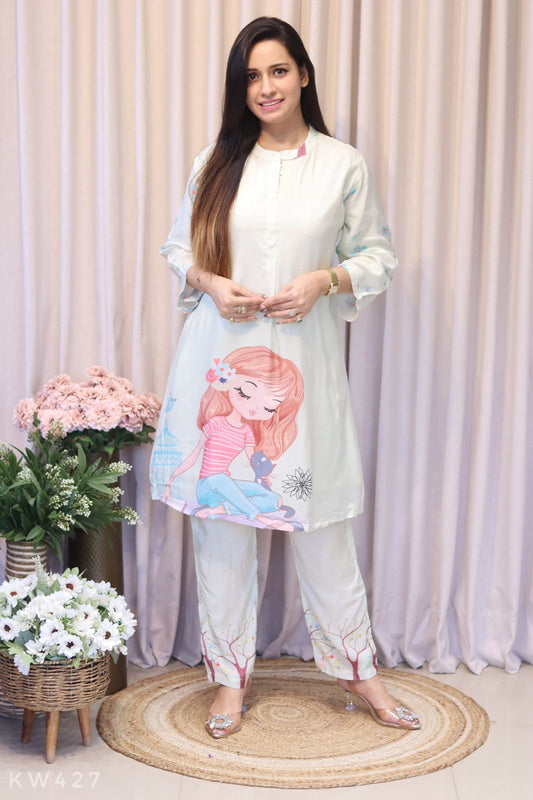 Pure Muslin Printed Coordset