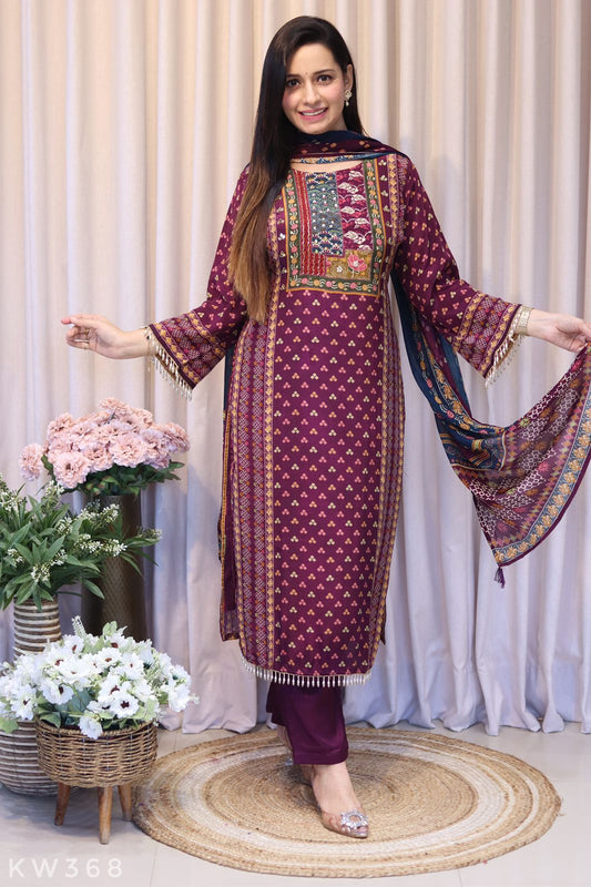 Pure Crape Silk Premium Printed Kurti Set