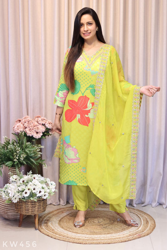 Pure Muslin Silk Printed Kurti Set