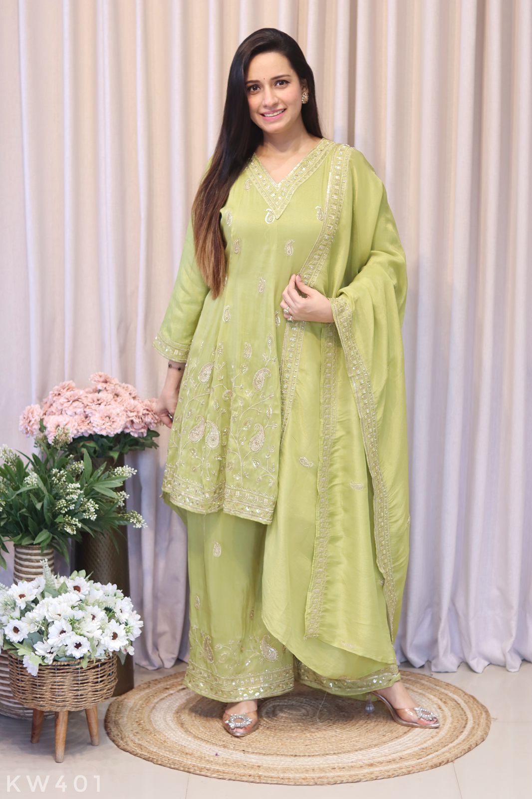 Pure Tissue Silk Peplum Top With Plazo And Dupatta