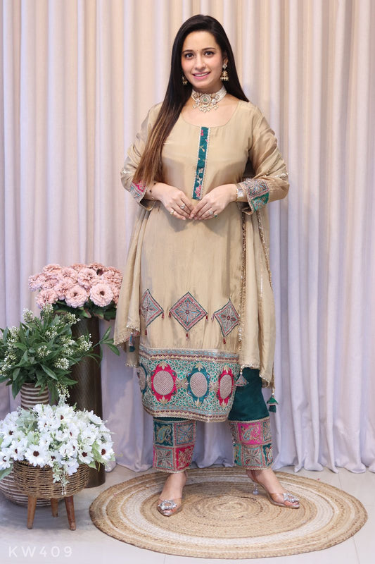 Pure Crape Silk Heavy Embroidery Suit