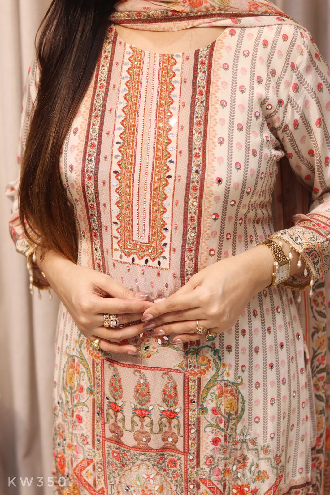 Pure Crape Silk Printed Kurti With Sharara And Dupatta