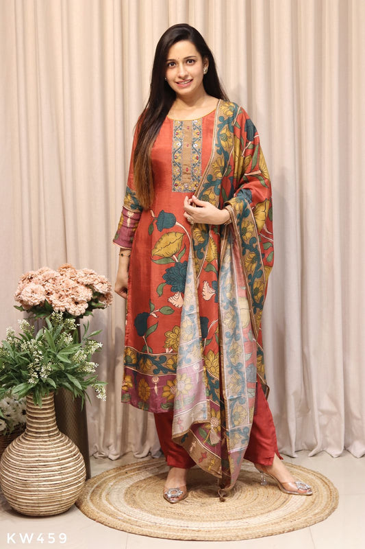 Pure Muslin Silk Kurti Set