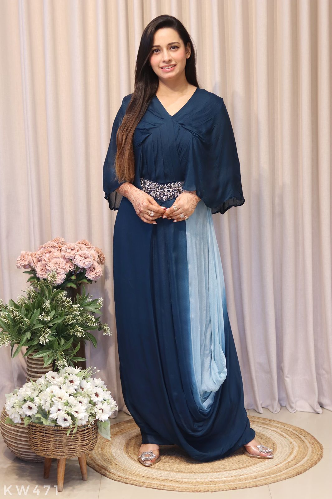 Pure Chinnon Silk Dual Shaded Indowestern