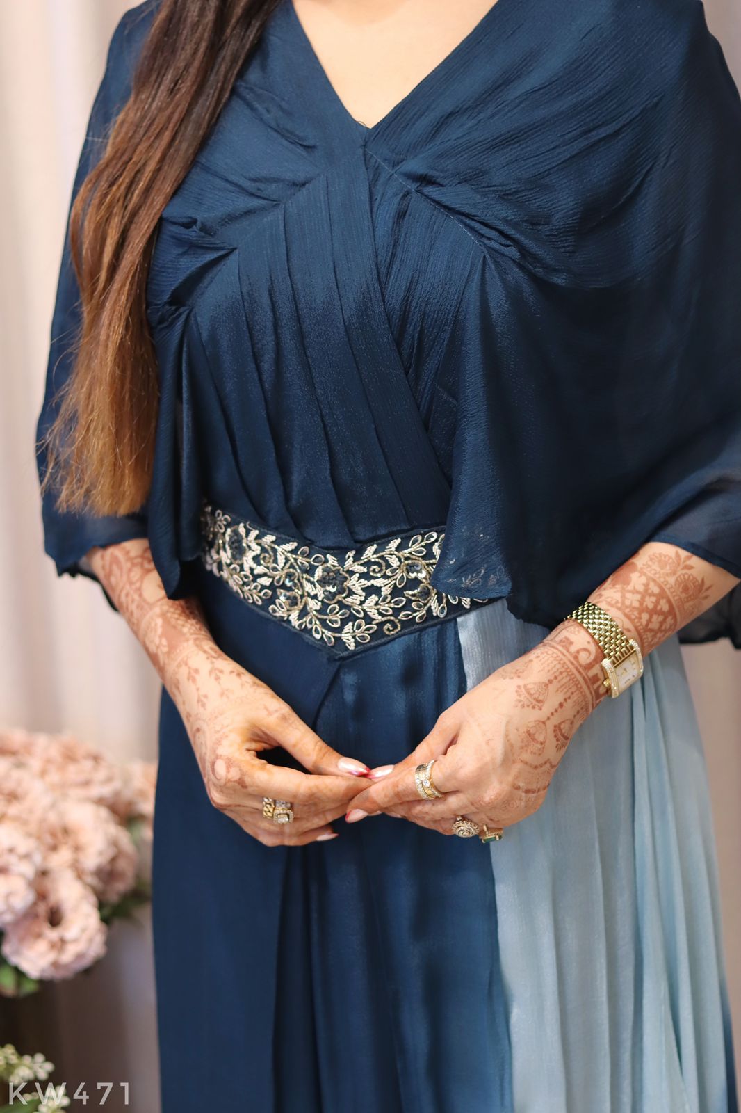 Pure Chinnon Silk Dual Shaded Indowestern