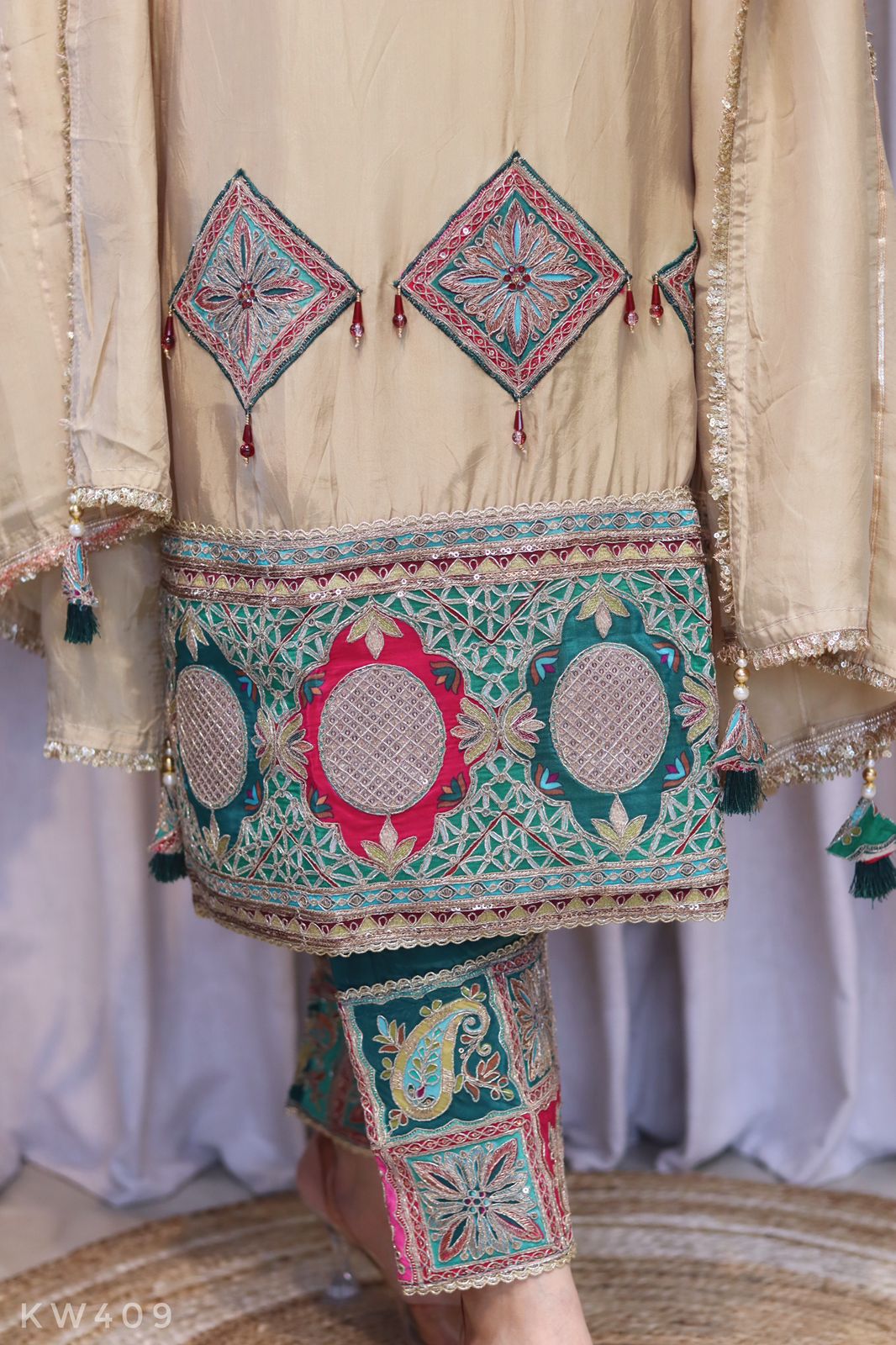 Pure Crape Silk Heavy Embroidery Suit