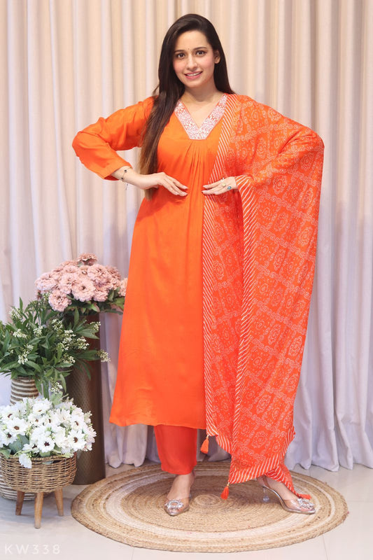 Chinnon Silk Hand Work Kurti Set