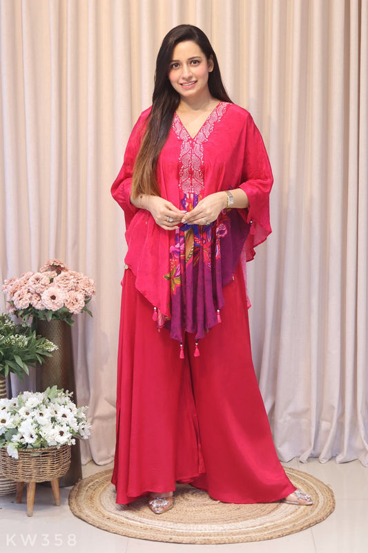 Printed Thread Embroidery Work Coordset