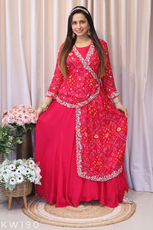 Bandhani Double Layered Gown