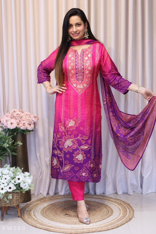 Bandhani Ombre Shade Kurti Set
