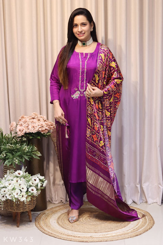 Kurti With Pure Gajji Full Size Dupatta And Pant
