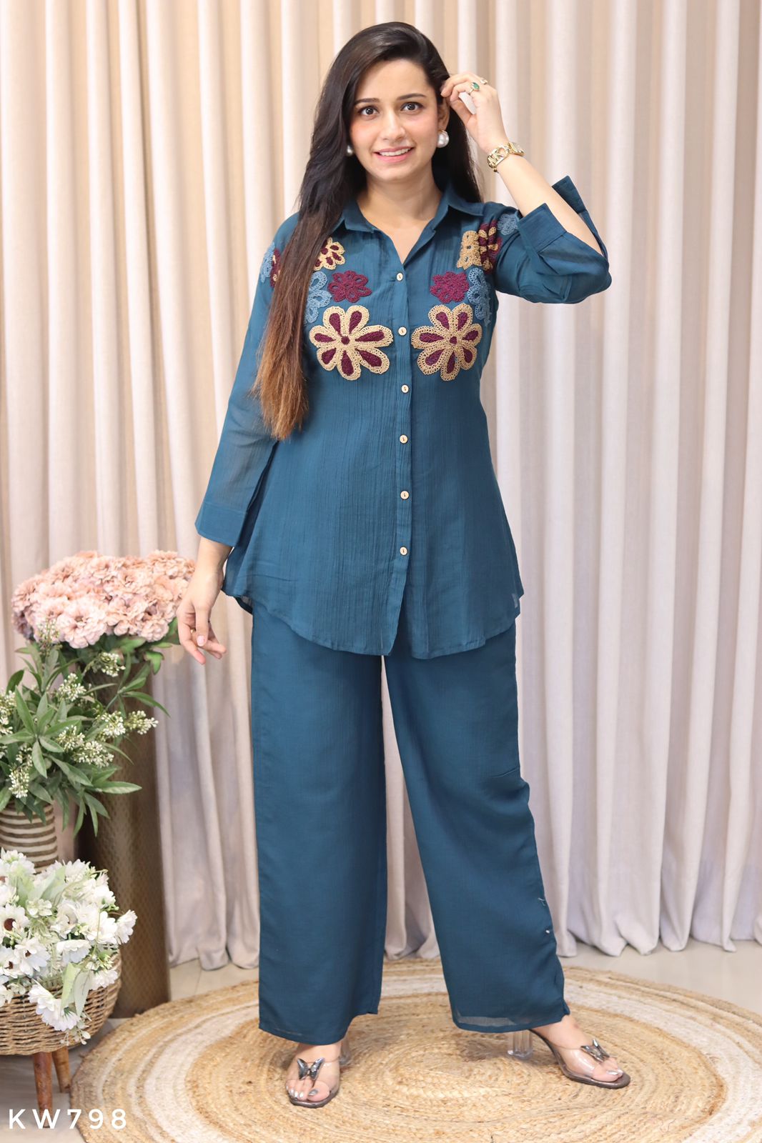 Pure Crush Georgette heavy thread Embroidery