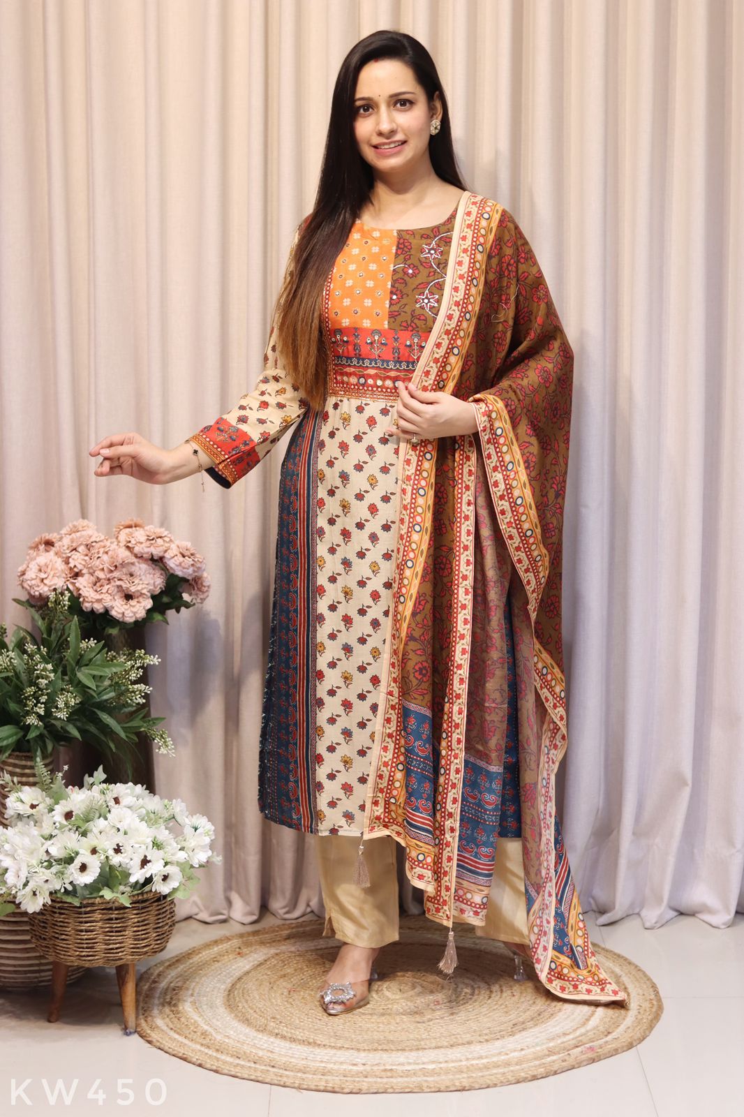 Pure Muslin Silk Kurti Set