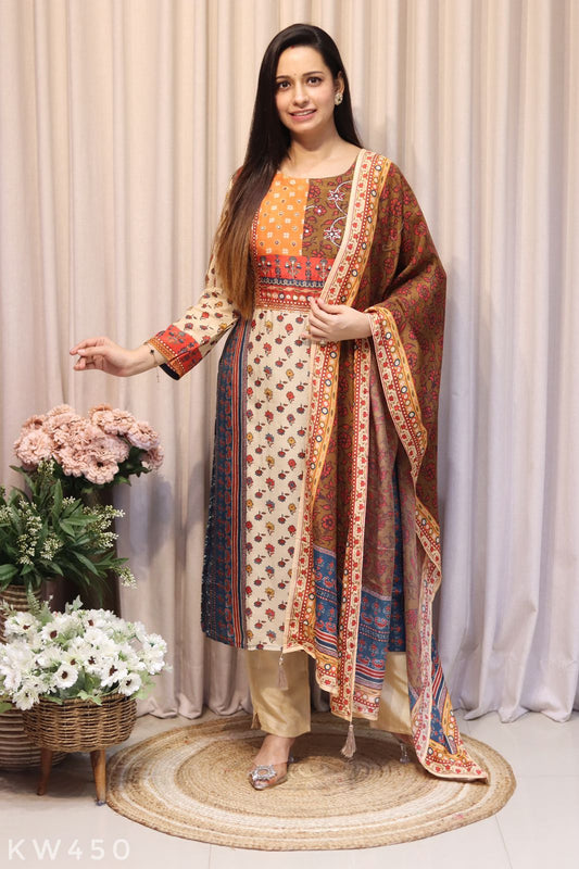 Pure Muslin Silk Kurti Set