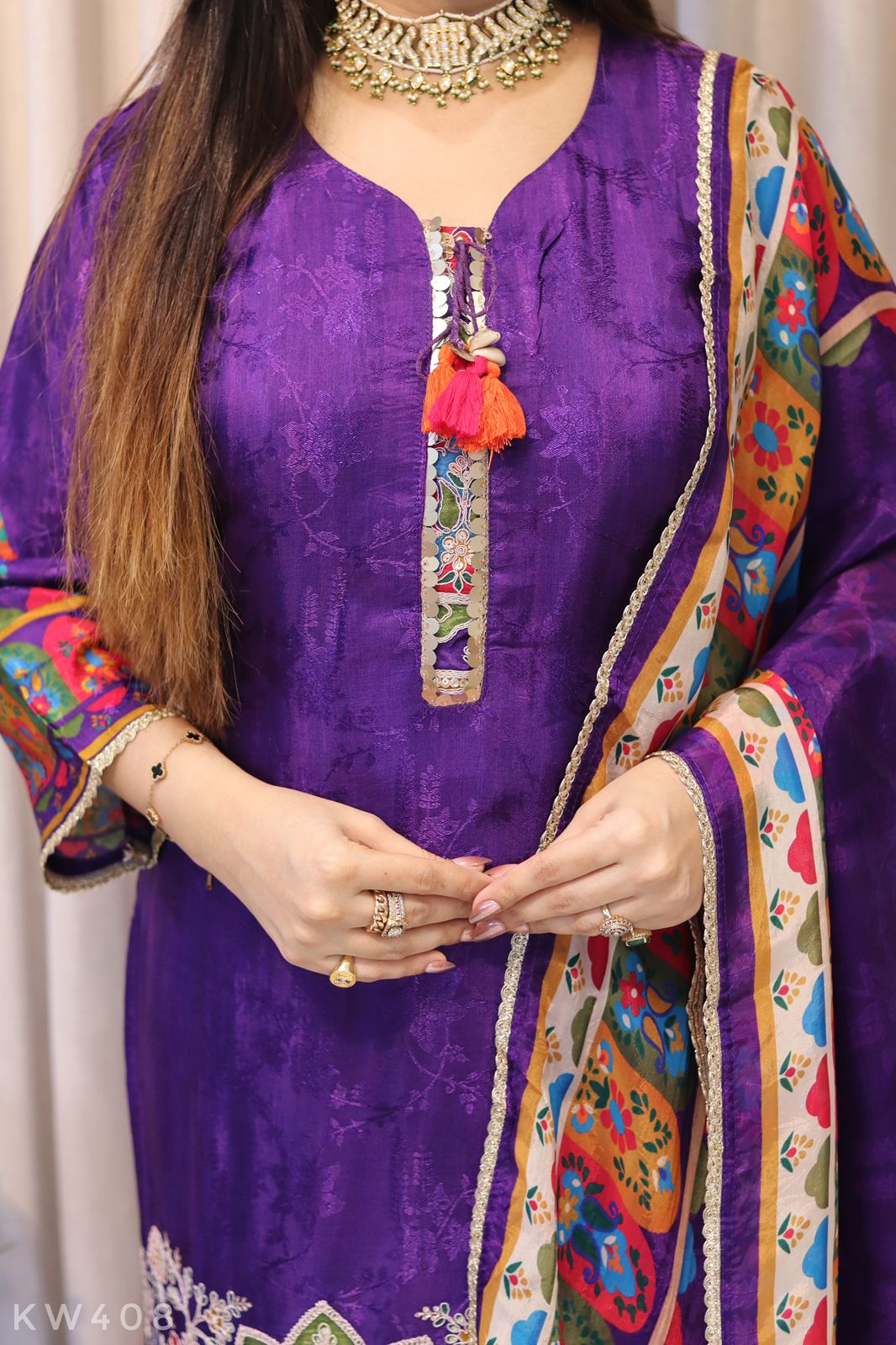 Pure Silk Heavy Embroidery Work Kurti Set