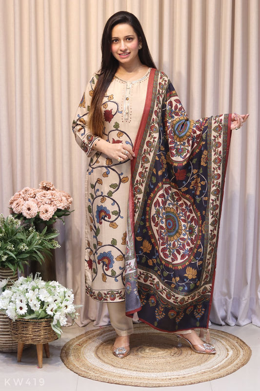 Pure Muslin Silk Printed Kurti Set