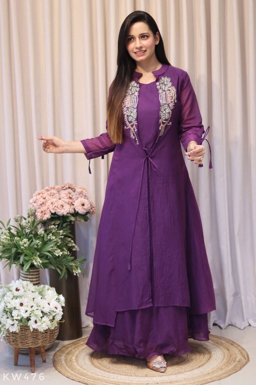 Pure Mul Chanderi Long Gown Inner Pattern Dress