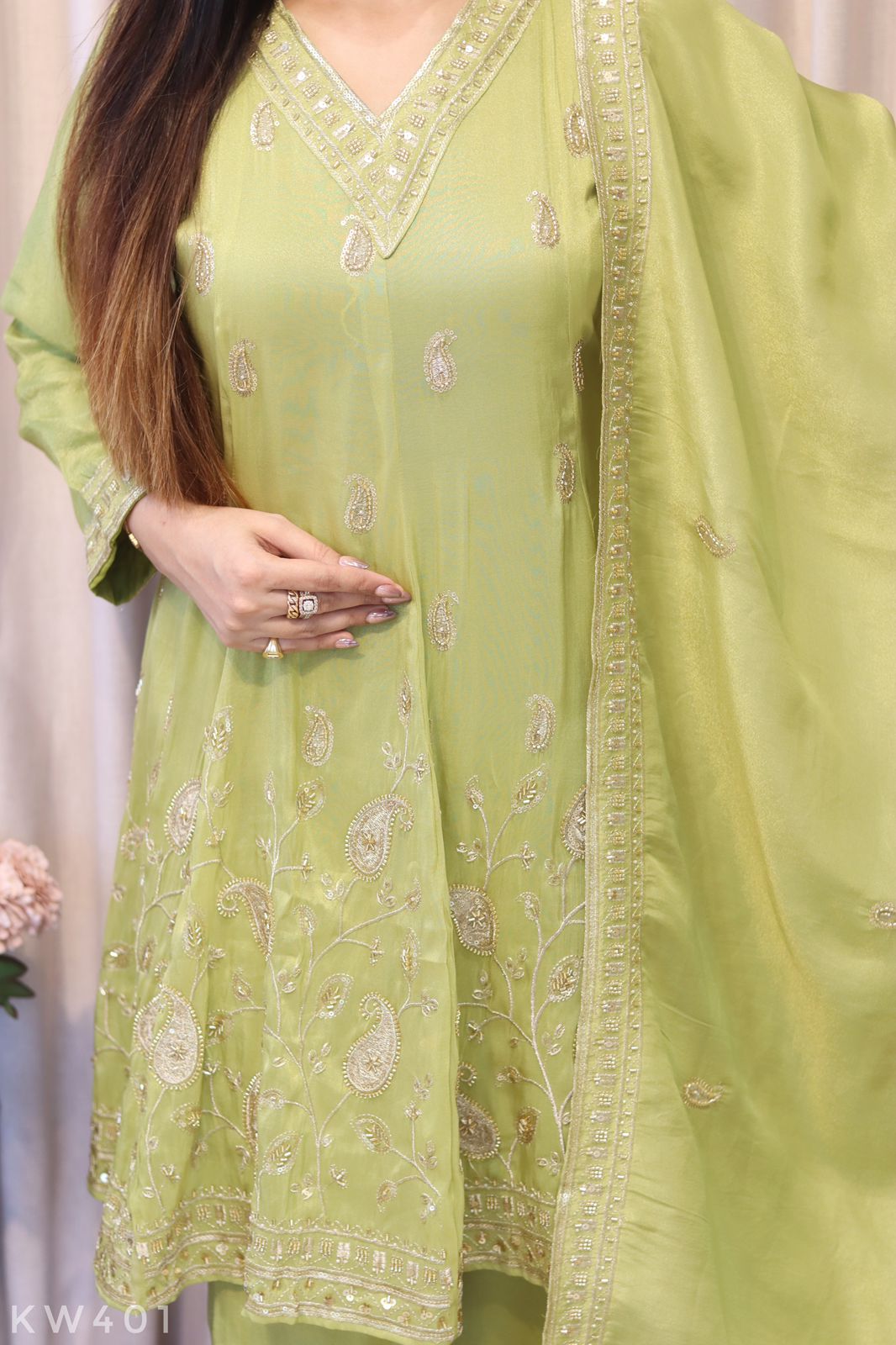 Pure Tissue Silk Peplum Top With Plazo And Dupatta